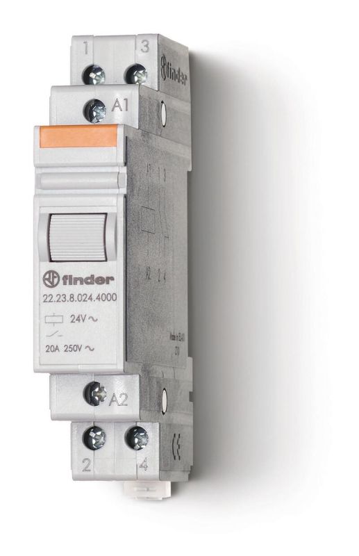 Finder Модульный контактор; 1NO+1NC 20А; контакты AgSnO2; катушка 60В DС; ширина 17.5мм; степень защиты IP20; опции: нет; упаковка 1шт.