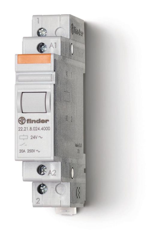 Finder Модульный контактор; 1NO 20А; контакты AgSnO2; катушка 8В АС; ширина 17.5мм; степень защиты IP20; опции: нет; упаковка 1шт.