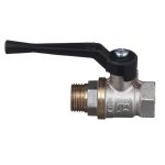 Кран латунный шаровой комбинированный с никелированным покрытием 11Б27п1 DN 20 PN 40, рычаг, муфта-штуцер, БАЗ