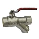 Кран латунный шаровой с фильтром комбинированный DN 20 PN20 рычаг муфта-муфта, SGL Кран латунный шаровой с фильтром комбинированный DN 20 PN20 рычаг муфта-муфта, SGL