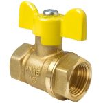 Кран латунный шаровой газовый 11Б27фтМ DN 32 PN 16 бабочка, муфта-муфта, Valfex, VF.277 Кран латунный шаровой газовый 11Б27фтМ DN 32 PN 16 бабочка, муфта-муфта, Valfex, VF.277