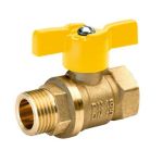 Кран латунный шаровой газовый 11Б27п DN 25 PN 16 (25) бабочка муфта-штуцер БАЗ Кран латунный шаровой газовый 11Б27п DN 25 PN 16 (25) бабочка муфта-штуцер БАЗ