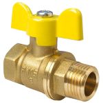 Кран латунный шаровой газовый 11Б27фтМ DN 32 PN 16 бабочка, муфта-штуцер, Valfex, VF.278 Кран латунный шаровой газовый 11Б27фтМ DN 32 PN 16 бабочка, муфта-штуцер, Valfex, VF.278