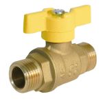 Кран латунный шаровой газовый 11Б27п DN 15 PN 16 (25) бабочка штуцер-штуцер БАЗ Кран латунный шаровой газовый 11Б27п DN 15 PN 16 (25) бабочка штуцер-штуцер БАЗ