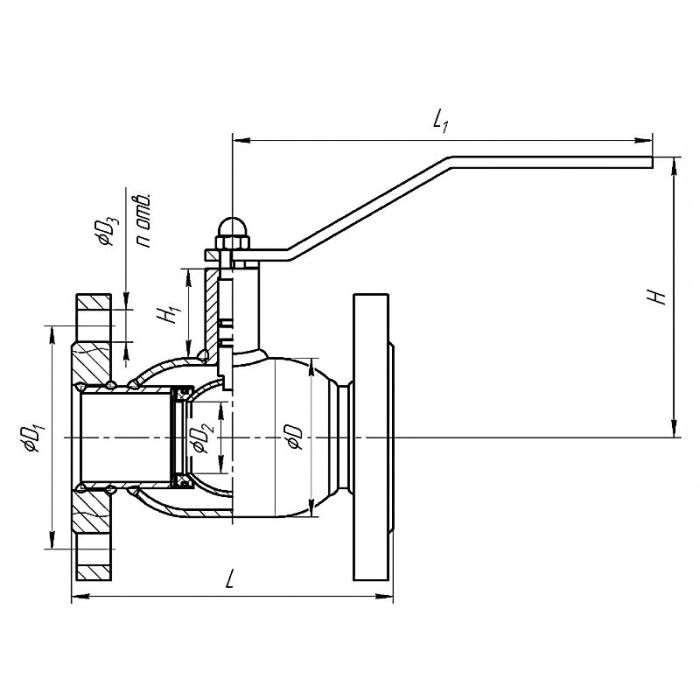 Кран стальной шаровой, DN 50/40 PN 40, фланцевый, 180мм, под задвижку, Temper