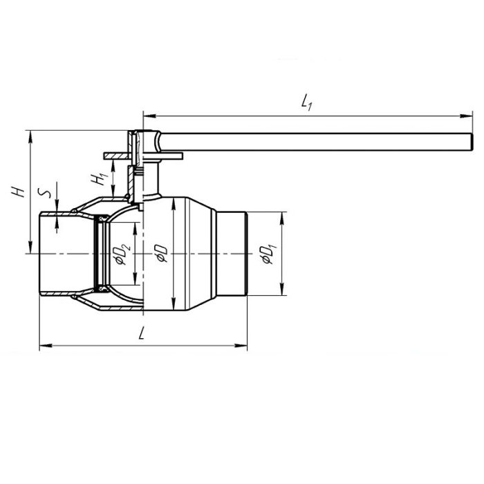 Кран стальной шаровой DN 150/125 PN 25, приварной, 360мм, с фланцем ISO, Temper