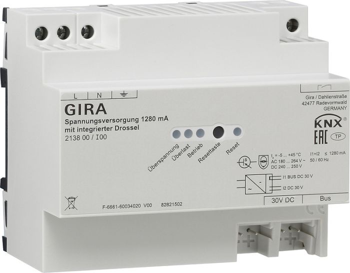 Gira Источник электропитания KNX 1280 мА с интегрированным дросселем
