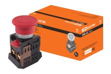 TDM Кнопка AE-22 Грибок с фиксацией красный d22мм 230В 1з+1р