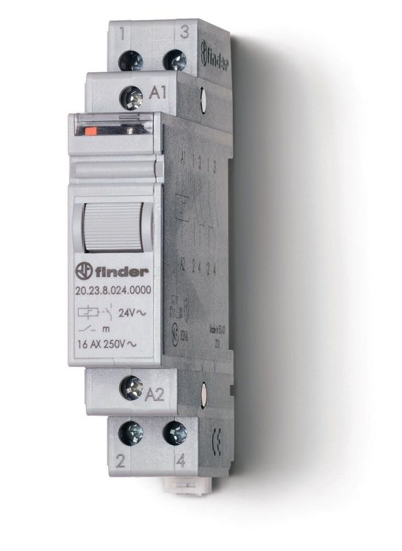 Finder Модульное электромеханическое шаговое реле; 1NC+1NO 16А, 2 состояния; контакты AgSnO2; питание 12В DC; ширина 17.5мм; степень защиты IP20; упак
