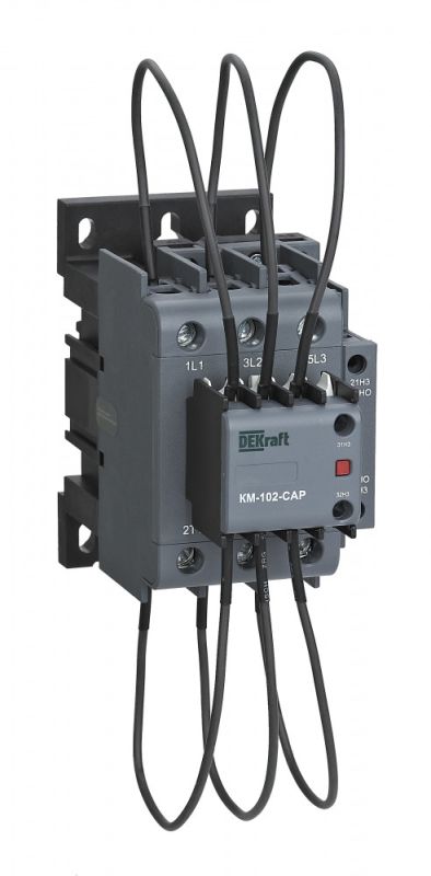 DEKraft Контактор конденсаторый 50кВАр, 110В, AC6b, 2НО1НЗ серии КМ-102-CAP