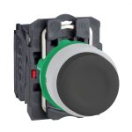 SE КНОПКА 22ММ ЧЕРНАЯ С ВОЗВРАТОМ, ЗАЩИТА, ЗАПОДЛИЦО, 1НЗ, ПЛАСТИК C1