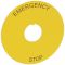 Legrand Osmoz этикетка, круг 80мм жёлтый, 'EMERGENCY STOP' надпись