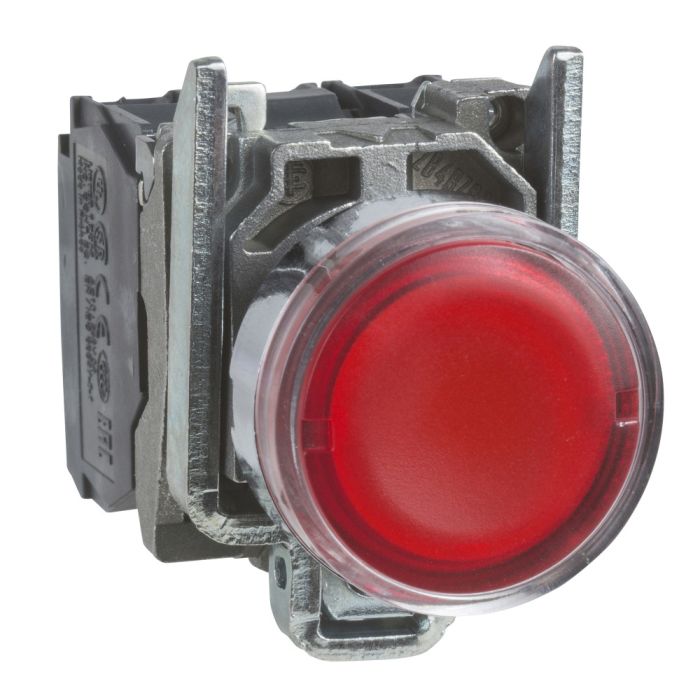 SE XB4 Кнопка с возвратом красная с подсветкой 24В 1НО+1НЗ