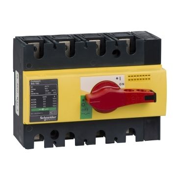 SE Compact INS/INV Выключатель-разъединитель INS160 4P красная рукоятка/желтая панель