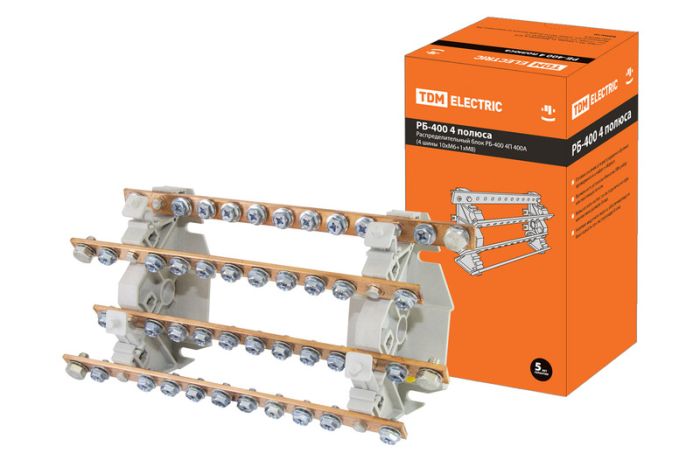 TDM Распределительный блок РБ-400 4П 400А (4 шины 10xM6+1хM8)