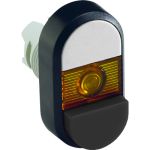 ABB MPD Кнопка двойная MPD17-11Y (белая/черная-выступающая) желтая линза с текстом (I/O)