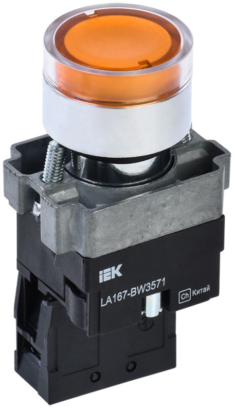 IEK Кнопка LA167-BW3571 d=22мм RC 1з с подсветкой желтая