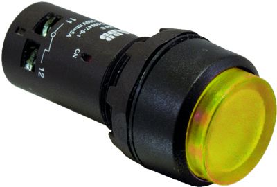 ABB CP4-11Y-10 Кнопка с подсветкой желтая 24В AC/DC с выступающей клавишей с фиксацией 1НО