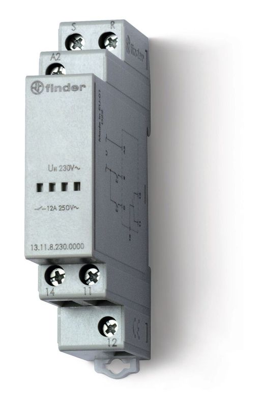 Finder Модульное электронные вызывное реле со сбросом; 1СO 12A; питание 230В АC; ширина 17.5мм; степень защиты IP20; упаковка 1шт.