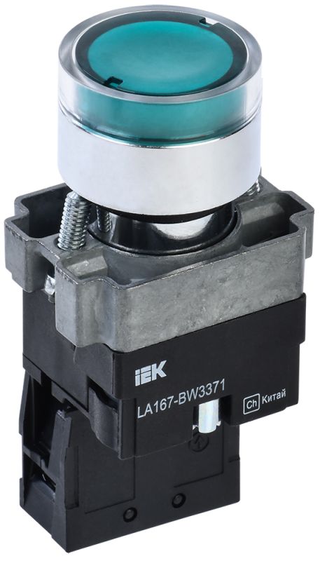 IEK Кнопка LA167-BW3371 d=22мм RC 1з с подсветкой зеленая