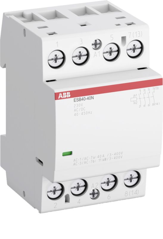ABB Контактор ESB40-40N-07 модульный (40А АС-1, 4НО), катушка 400В AC/DC