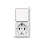 UNIVersal 'Олимп' Блок Выключатель Бел 2 кл.+ Розетка с/з верт.