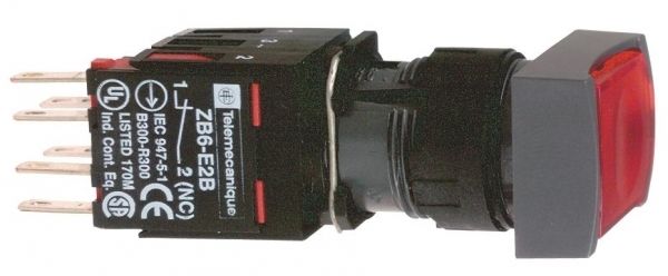 SE Кнопка 16мм 12-25В красная с подсветкой квадратная XB6DF4B5B