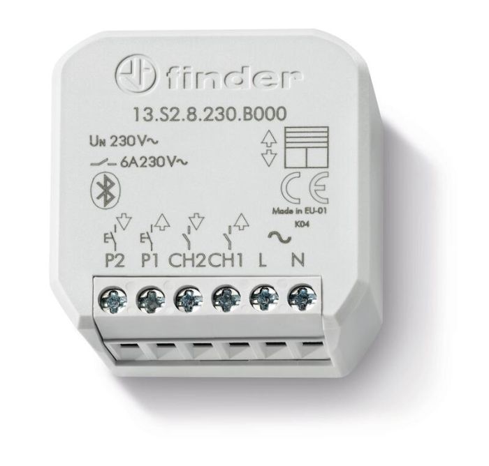 Finder Электронный привод рольставней, 2NO 6A; питание 230В АC; монтаж в коробке; BLE- Yesly