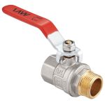 Кран шаровой латунный никелированный DN 50 PN 40 рычаг, муфта-штуцер, полнопроходной, MVI BV.512.09