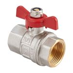 Кран шаровой латунный никелированный DN 25 PN 40 бабочка, муфта-муфта, полнопроходной, MVI BV.513.06 Кран шаровой латунный никелированный DN 25 PN 40 бабочка, муфта-муфта, полнопроходной, MVI BV.513.06