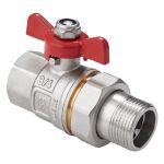 Кран шаровой латунный никелированный DN 40 PN 40 рычаг , американка, полнопроходной, MVI BV.520.08