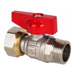 Кран шаровой латунный никелированный DN 20 PN 40 бабочка, штуцер-накидная гайка, MVI BV.531.05