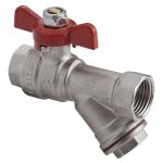 Кран шаровой с фильтром латунный никелированный DN 15 PN 25 бабочка, муфта-муфта, MVI BV.632.04