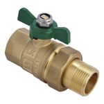 Кран шаровой латунный DN 25 PN 40 бабочка, американка, полнопроходной, MVI ''H2O'' BV.720.06