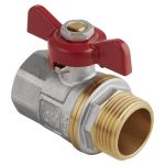 Кран шаровой латунный комбинированный DN 25 PN 25 бабочка, муфта-штуцер, полнопроходной, AquaHit BV.314.06