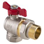 Кран шаровой угловой латунный никелированный DN 20 PN 25 бабочка, американка, полнопроходной, AquaHit BV.322.05 Кран шаровой угловой латунный никелированный DN 20 PN 25 бабочка, американка, полнопроходной, AquaHit BV.322.05