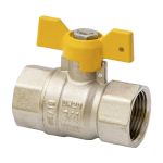 Кран шаровой газовый латунный никелированный DN 20 PN 5 (25) бабочка, муфта-муфта, полнопроходной, MVI BV.813.05 Кран шаровой газовый латунный никелированный DN 20 PN 5 (25) бабочка, муфта-муфта, полнопроходной, MVI BV.813.05