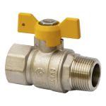 Кран шаровой газовый латунный никелированный DN 20 PN 5 (25) бабочка, муфта-штуцер, полнопроходной, MVI BV.814.05 Кран шаровой газовый латунный никелированный DN 20 PN 5 (25) бабочка, муфта-штуцер, полнопроходной, MVI BV.814.05