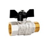 Кран шаровой латунный никелированный DN 25 PN 40, бабочка, муфта-штуцер, LD Pride Кран шаровой латунный никелированный DN 25 PN 40, бабочка, муфта-штуцер, LD Pride