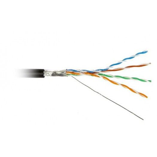 Кабель витая пара F/UTP кат.5e 4х2х24AWG solid PE OUTDOOR FUTP4-C5E-S24-OUT-PE-BK-500 черн. 500м (м) Hyperline 49110