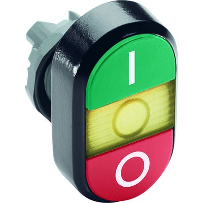 ABB MPD Кнопка двойная MPD2-11Y (зеленая/красная) желтая линза с текстом (I/O)