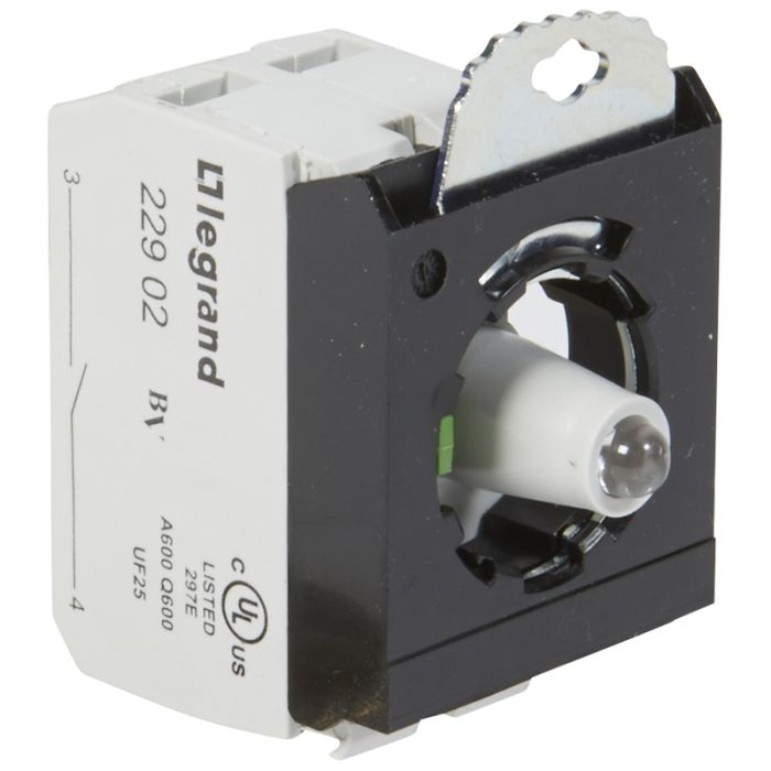 Legrand Osmoz Комплектующий блок для кнопок для комплектации с подсветкой под винт 24В~/= Н.О. зеленый 3 поста