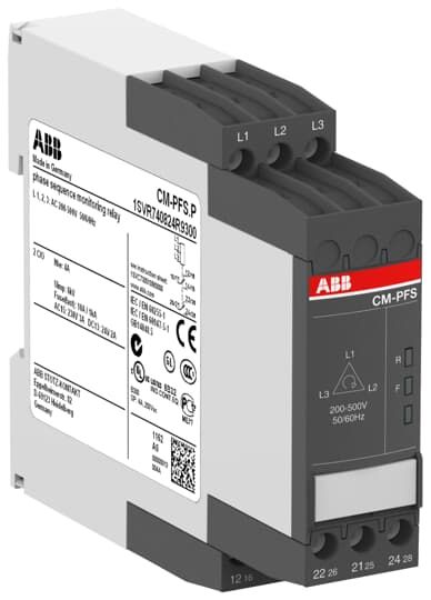 ABB Реле контроля напряжения 3Ф CM-PFS.P (контроль обрыва и черед. фаз) 3x200-500В AC, 2ПК, пруж. клеммы