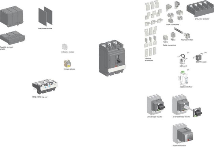 SE Vigirex Короткие клемные заглушки для 1П NSX100-250