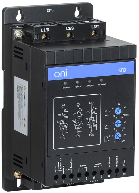 IEK ONI Устройство плавного пуска SFB 3Ф 380В 3,7кВт 7,5A Uупр 110-220В Modbus