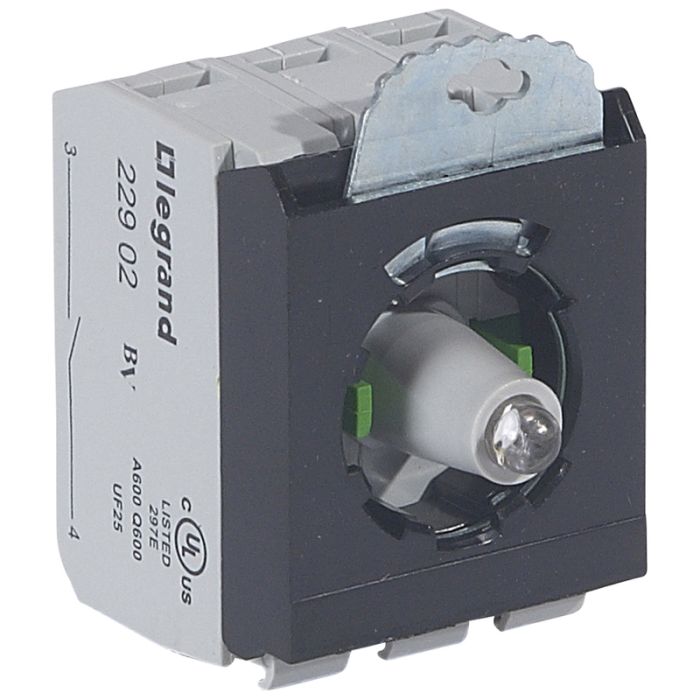 Legrand Osmoz Комплектующий блок для кнопок для комплектации с подсветкой под винт 24В~/= 2Н.О. белый 3 поста