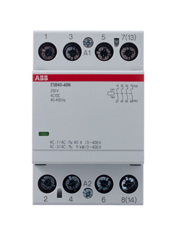 ABB Контактор ESB40-40N-06 модульный (40А АС-1, 4НО), катушка 230В AC/DC