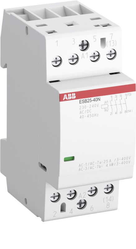 ABB Контактор ESB25-04N-06 модульный (25А АС-1, 4НЗ), катушка 230В AC/DC