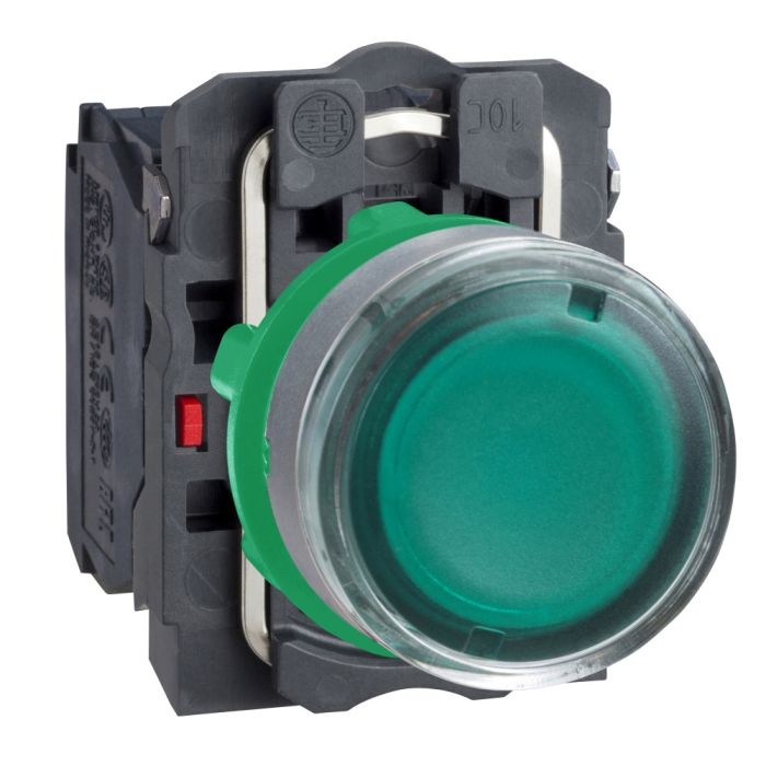 SE Кнопка 22мм 230-240В зеленая. с подсветкой, заподлицо, пластик C0