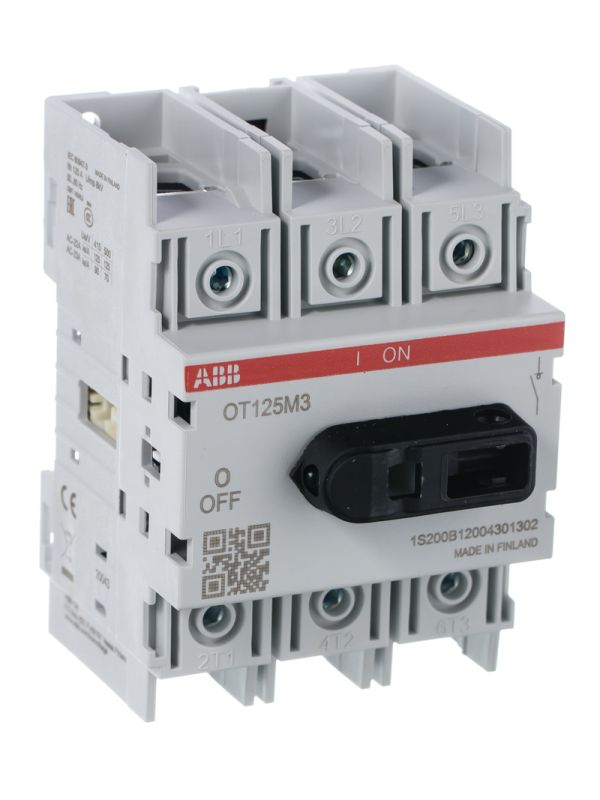 ABB OT125M3 Выключатель-разъединитель 3P 125А, на DIN-рейку или монтажную плату
